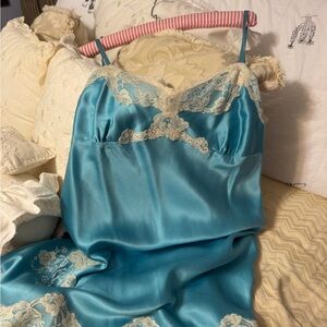 Express Silk Chic Teal Lace Trim Camisole